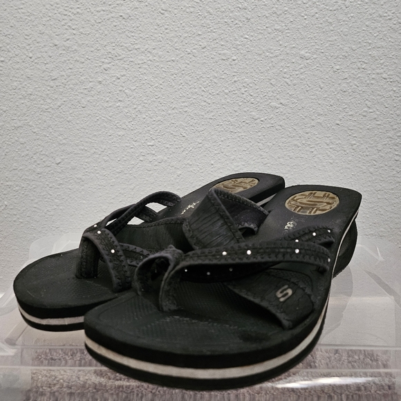 Skechers Platform Wedge Sandals Black Women’s 8 - Picture 3 of 5
